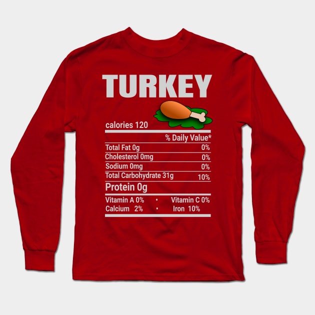 Turkey Nutrition Facts Family Matching Christmas Long Sleeve T-Shirt by rami99